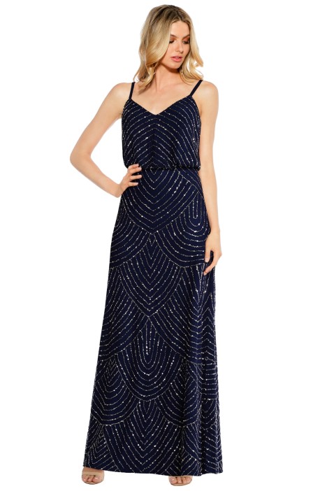 adrianna papell art deco beaded blouson gown