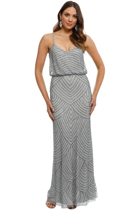 adrianna papell art deco beaded blouson gown