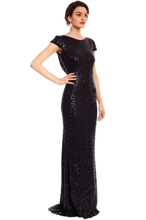 Sequin Cowl Back Gown in Black by Badgley Mischka for Hire