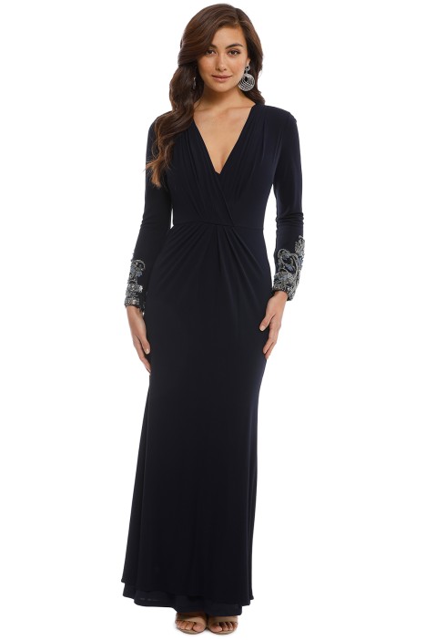 badgley mischka long sleeve sequin gown