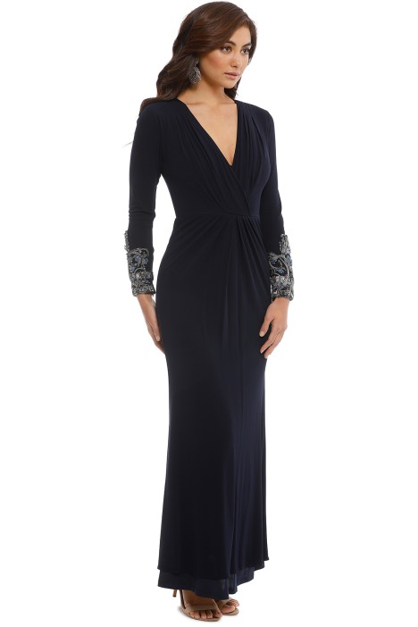 badgley mischka long sleeve sequin gown