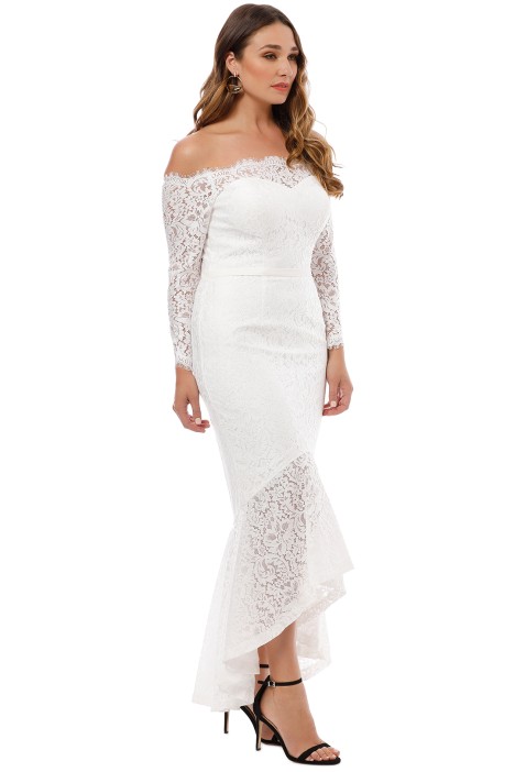 Sofia Mermaid Hem Gown in White by George for Rent | GlamCorner