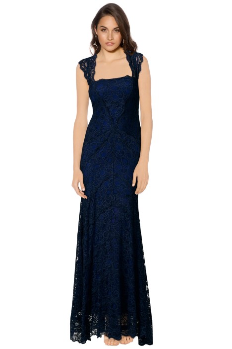Zaria Lace Gown in Navy by Nicole Miller for Rent | GlamCorner