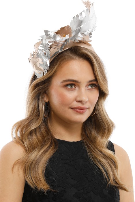 Brooke Metallic Feathers In Blush Silver By Olga Berg For Rent
