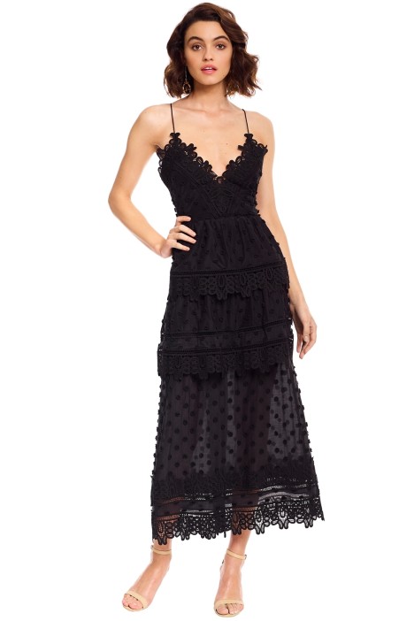 Ivy Lace Trim Midi Dress by Self Portrait for Rent | GlamCorner