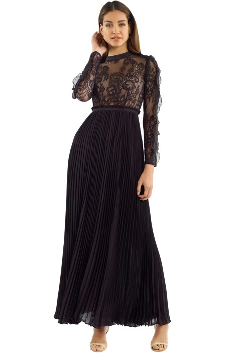 black lace pleated dress