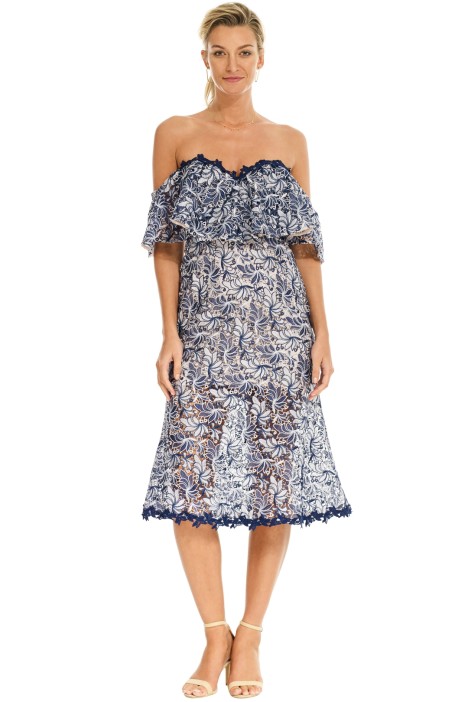 Blue Off the Shoulder Midi Dress