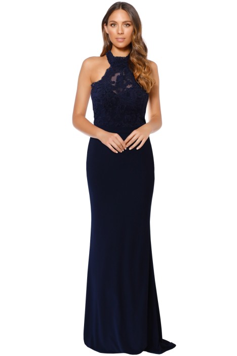 Lana High Neck Gown in Navy by Tinaholy for Rent