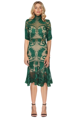 Thurley - Babylon Lace Dress - Emerald - Front